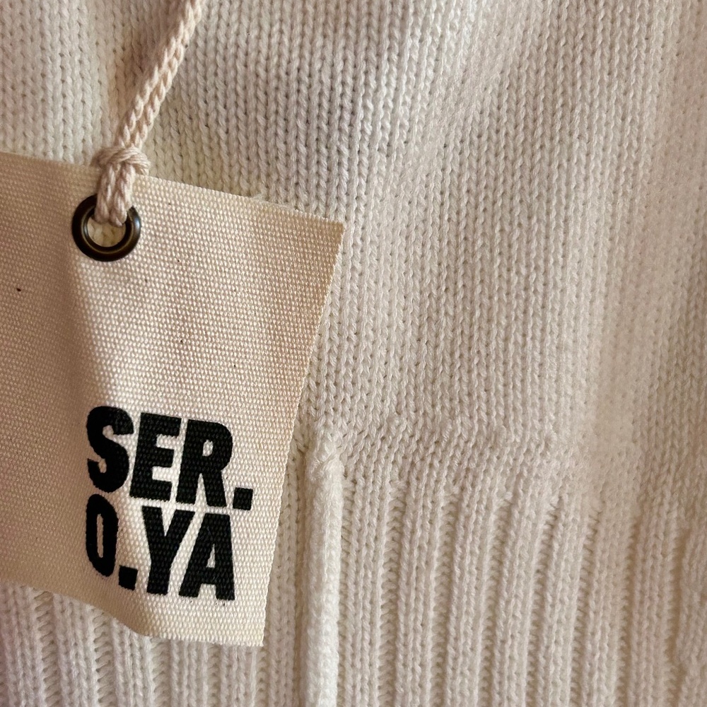 NWT SER.O.YA Distressed Corset Knit Dress – Size Small – Cream